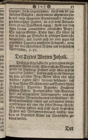 Der Textes Worten Inhalt.