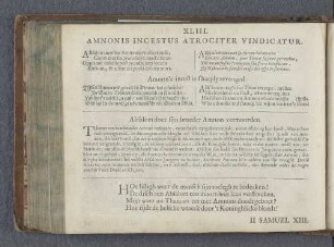 XLIII. Amnonis incestus atrociter vindicatur. Amnon's incest is sharply revenged. Absalom doet sijn broeder Amnon vermoorden.