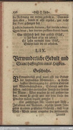 LIX. Verwunderliche Gedult und Standhafftigkeit eines Heyden. Geschicht