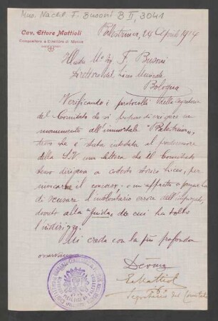 Brief an Ferruccio Busoni : 24..04.1914