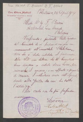 Brief an Ferruccio Busoni : 24..04.1914