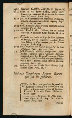 462-476, Historia Singulorum Regum, Rerumque sub iis gestarum - De Reditibus & Aerario Galliae