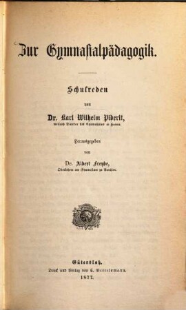 Zur Gymnasialpädagogik : Schulreden