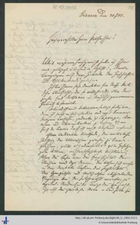 Brief vom 21.07.1901.