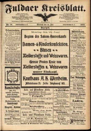 Zweite Ausgabe vom Mittwoch, den 24. Juni 1903.