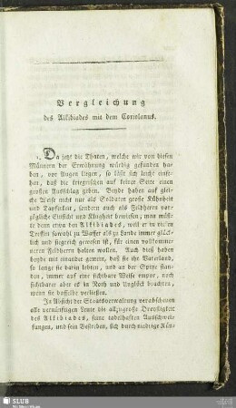 Vergleichung des Alkibiades mit dem Coriolanus