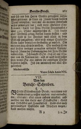 VII. Von den Bericht-Schreiben.