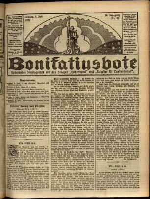 Erste Ausgabe vom Sonntag, den 03. Juli 1921.