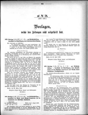 Anlage: ad No.28 (433-435.), Vorlagen, welche den Zeitungen nicht mitgeteilt sind