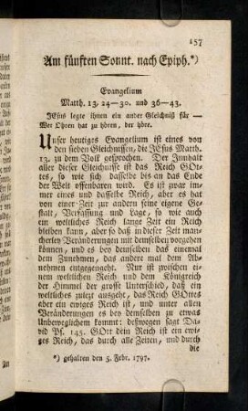 157-167, Am fuenften Sonnt. nach Epiph.