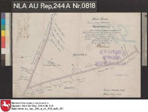Lage der fiskalischen Flurstücke bei ABICKHAFE Kolorierte Zeichnung von Bertram Papier auf Leinen Format 38,5x32,5 M 1:2.000