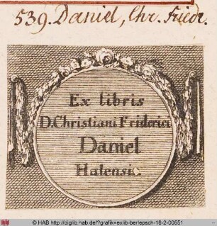 Exlibris des Christian Friedrich Daniel