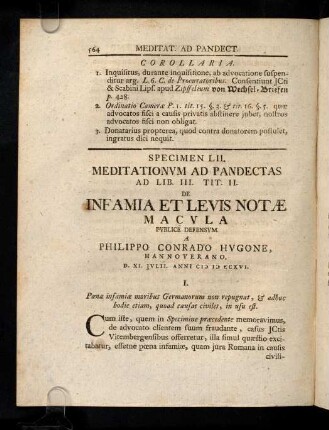 564-574, 52. De Infamia & levis notae macula