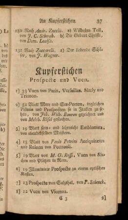 Kupferstichen. Prospecte und Vuen.