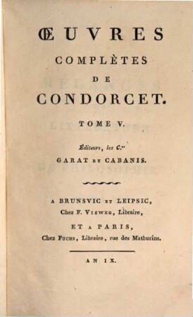 Oeuvres complètes de Condorcet, 5