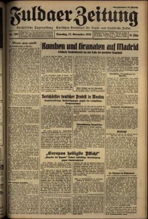 Erste Ausgabe vom Dienstag, den 17. November 1936.