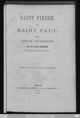 Saint Pierre et Saint Paul dans l'église nestorienne