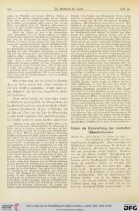 4: Ueber die Ausstellung des deutschen Künstlerbundes