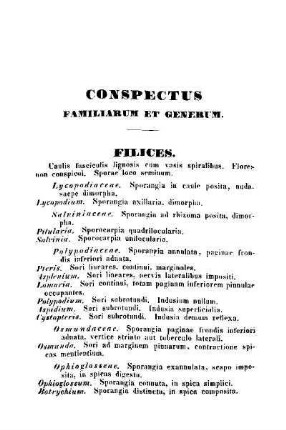Conspectus familiarum et generum