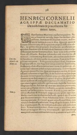 [...] Declamatio De nobilitate & praecellentia foeminei sexus.