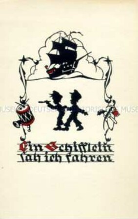 Postkarte mit Kinder- und Marinemotiv