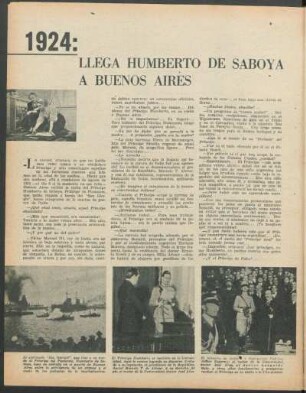 1924: Llega Humberto de Saboya a Buenos Aires
