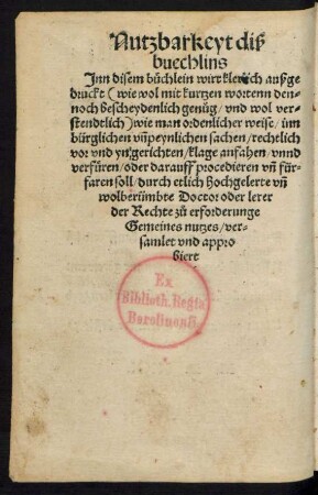 Nutzbarkeyt diß buechlins