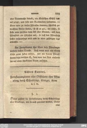 Achtes Kapitel. Fortpflanzungsarten edler Obstbäume ohne Pfropfung durch Schnittlinge, Einleger, Kerne u.s.w.