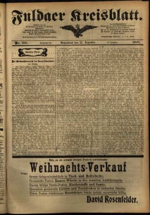 Zweite Ausgabe vom Samstag, den 21. Dezember 1907.