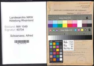 Entnazifizierung Alfred Schoenawa , geb. 01.11.1890 (Ingenieur)