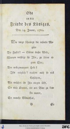 Ode an die Feinde des Königes.