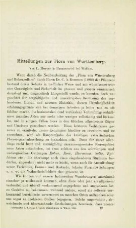 Mitteilungen zur Flora von Württemberg