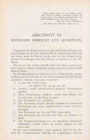 Abschnitt III. Römisches Erbrecht (Jus quiritium)