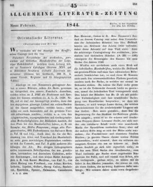 Krafft, A.: Die arabischen, persischen und türkischen Handschriften der K. K. Orientalischen Akademie zu Wien. Wien: Beck 1842 (Fortsetzung von Nr. 44)