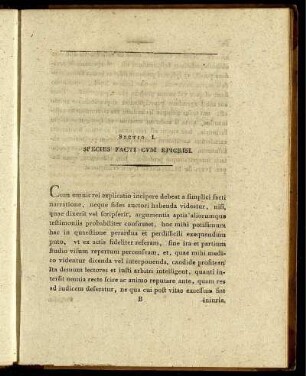Sectio I. Species facti cum epicrisi.