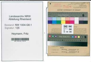 Entnazifizierung Fritz Heymann , geb. 04.10.1901 (Ingenieur)