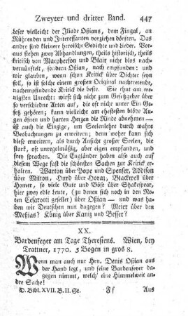 Bardenfeyer am Tage Theresiens.