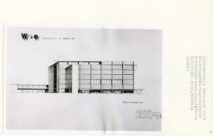 Warenhaus-Einkaufszentrum, Berlin-Mitte (Diplomarbeit bei Bernhard Hermkes): Ansicht von Norden 1:200
