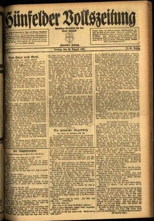 Ausgabe vom Freitag, den 20. August 1920.