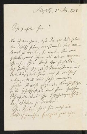 Brief von Ludwig Gurlitt an Gerhart Hauptmann