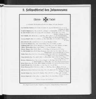 Gefallenen-Liste im "Feldpostbrief des Johanneums"