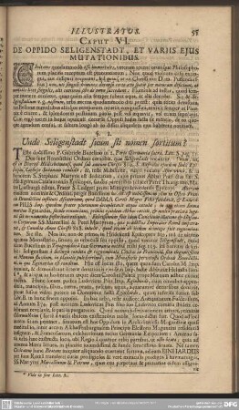 Caput VI. De Oppido Seligenstadt, Et Variis Eius Mutationibus