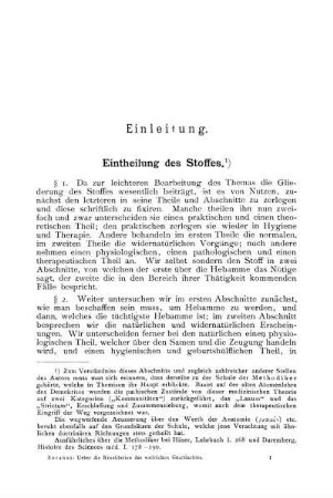 Einleitung. Eintheilung des Stoffes.