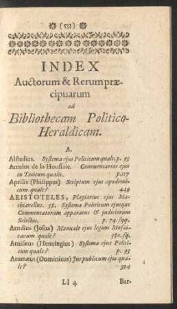 Index Auctorum & Rerum praecipuarum