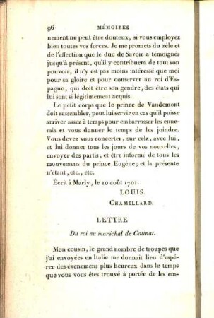 Lettre du roi au maréchal de Catinat.