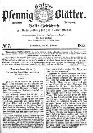 No. 7, Sonnabend, den 10. Februar