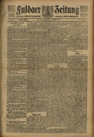 Erste Ausgabe vom Montag, den 27. März 1911.