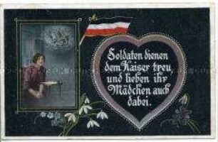 Patriotische Grußkarte aus dem Ersten Weltkrieg mit Vers