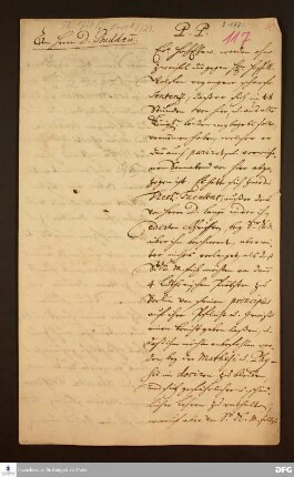 Brief von August Hermann Francke an Johann Franz Buddeus.