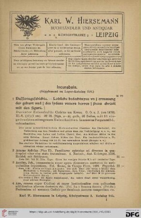 Incunabeln (Nr. 1 - 68)
